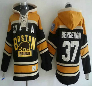 Men's Boston Bruins #37 Patrice Bergeron Old Time Hockey Black 2016 Winter Classic Hoodie
