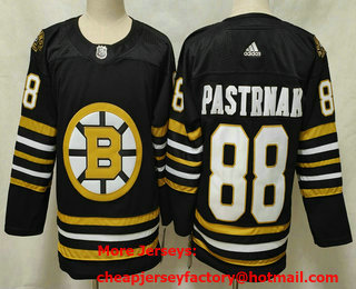 Men's Boston Bruins #88 David Pastrnak Black 100th Anniversary Authentic Jersey