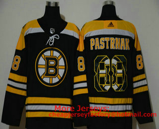 Men's Boston Bruins #88 David Pastrnak Black With Team Logo Adidas Stitched NHL Jersey