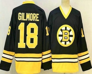 Men's Boston Bruins Adam Sandler #18 Happy Gilmore Black Alternate Hockey Jersey