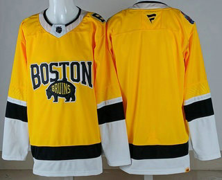 Men's Boston Bruins Blank Yellow 2026 Stadium Series Authentic Jersey