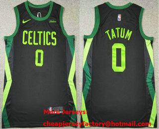 Men's Boston Celtics #0 Jayson Tatum 2024 Black City Edition Swingman Sponsor Stitched Jersey