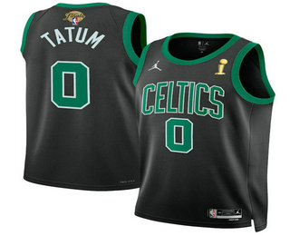 Men's Boston Celtics #0 Jayson Tatum Black 2024 Finals Champions Statement Edition Stitched Jersey