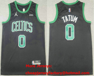 Men's Boston Celtics #0 Jayson Tatum Black Icon NEW Sponsor Swingman Jersey