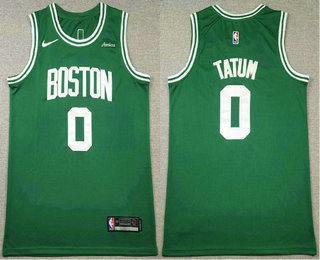Men's Boston Celtics #0 Jayson Tatum Green Sponsor Swingman Stitched Jersey