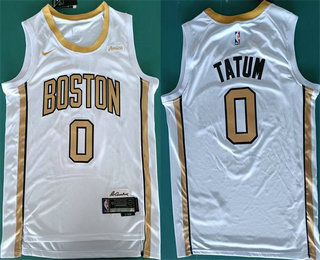 Men's Boston Celtics #0 Jayson Tatum White Stitched Basketball Jersey