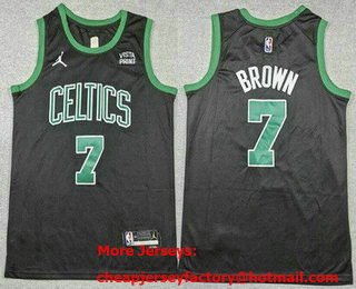 Men's Boston Celtics #7 Jaylen Brown Black 2023 Statement Icon Sponsor Swingman Jersey