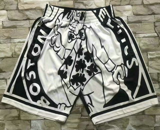 Men's Boston Celtics White Big Face Mitchell Ness Hardwood Classics Soul Swingman Throwback Shorts