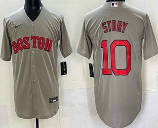 Men's Boston Red Sox #10 Trevor Story Gray Cool Base Jersey