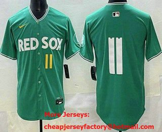 Men's Boston Red Sox #11 Rafael Devers Green 2025 City Connect Limited Jersey