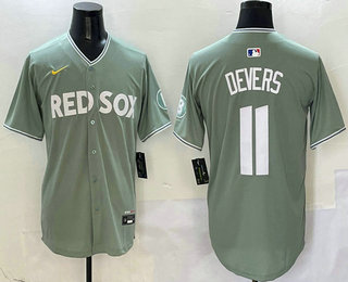 Men's Boston Red Sox #11 Rafael Devers Green 2025 City Connect Limited Stitched Jersey