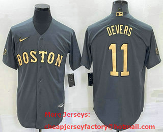 Men's Boston Red Sox #11 Rafael Devers Grey 2022 All Star Stitched Cool Base Nike Jersey