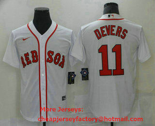 Men's Boston Red Sox #11 Rafael Devers White New Cool Base Stitched Nike Jersey