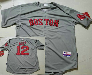 Men's Boston Red Sox #12 Brock Holt Gray Road Stitched Baseball Jersey