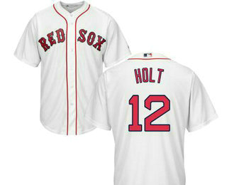 Men's Boston Red Sox #12 Brock Holt White Home Stitched Baseball Jersey