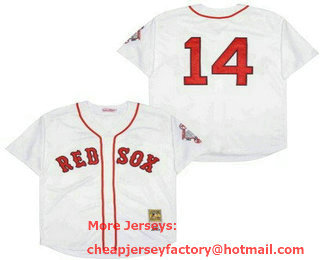 Men's Boston Red Sox #14 Jim Rice White 1987 Throwback Jersey