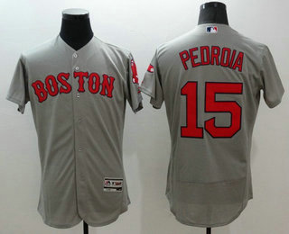 Men's Boston Red Sox #15 Dustin Pedroia Gray Flexbase 2016 MLB Player Jersey