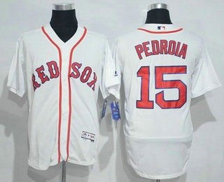 Men's Boston Red Sox #15 Dustin Pedroia Name White 2016 Flexbase Baseball Jersey