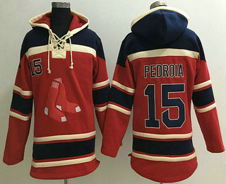 Men's Boston Red Sox #15 Dustin Pedroia Red MLB Hoodie