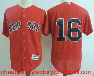 Men's Boston Red Sox #16 Andrew Benintendi No Name Red Stitched MLB Flex Base Jersey