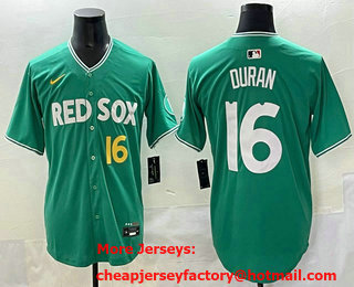 Men's Boston Red Sox #16 Jarren Duran Green 2025 City Connect Player Name Limited Jersey