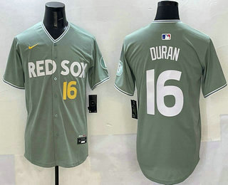 Men's Boston Red Sox #16 Jarren Duran Number Green 2025 City Connect Limited Stitched Jersey