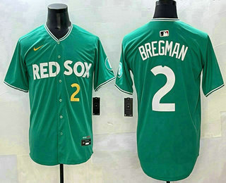Men's Boston Red Sox #2 Alex Bregman Green 2025 City Connect Player Name Limited Jersey