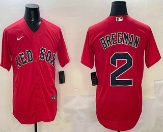 Men's Boston Red Sox #2 Alex Bregman Red Cool Base Stitched Jersey