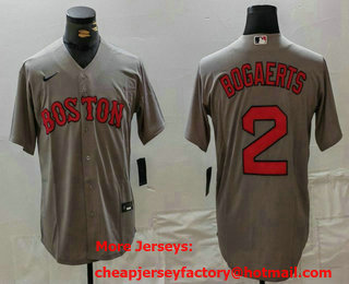 Men's Boston Red Sox #2 Xander Bogaerts Grey Cool Base Stitched Jersey