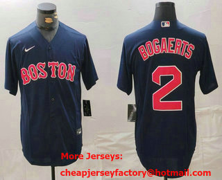 Men's Boston Red Sox #2 Xander Bogaerts Navy Cool Base Stitched Jersey