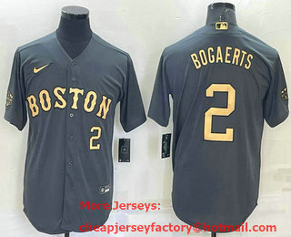 Men's Boston Red Sox #2 Xander Bogaerts Number Grey 2022 All Star Stitched Cool Base Nike Jersey