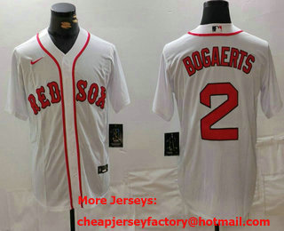 Men's Boston Red Sox #2 Xander Bogaerts White Cool Base Stitched Jersey