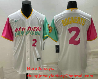 Men's San Diego Padres #2 Xander Bogaerts White Number 2022 City Connect Cool Base Stitched Jersey