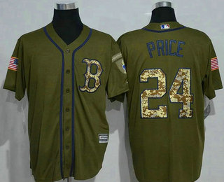 Men's Boston Red Sox #24 David Price Green Salute to Service Jersey
