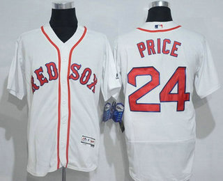 Men's Boston Red Sox #24 David Price Name White 2016 Flexbase Baseball Jersey