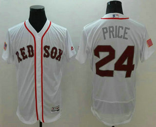 Men's Boston Red Sox #24 David Price White Fashion Stars & Stripes 2016 Flexbase MLB Independence Day Jersey