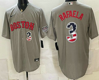 Men's Boston Red Sox #3 Ceddanne Rafaela Grey 2026 USA 250 Fourth of July Home Stitched Jersey