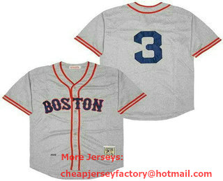 Men's Boston Red Sox #3 Jimmie Foxx Gray 1936 Throwback Jersey