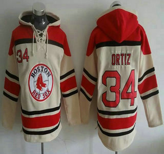 Men's Boston Red Sox #34 David Ortiz Cream MLB Hoodie