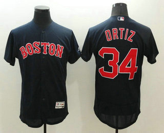 Men's Boston Red Sox #34 David Ortiz Navy Blue 2016 Flexbase Baseball Jersey