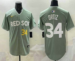 Men's Boston Red Sox #34 David Ortiz Number Green 2025 City Connect Limited Stitched Jersey