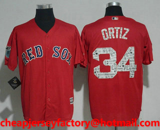 Men's Boston Red Sox #34 David Ortiz Red 2017 Spring Training Stitched MLB Cool Base Jersey