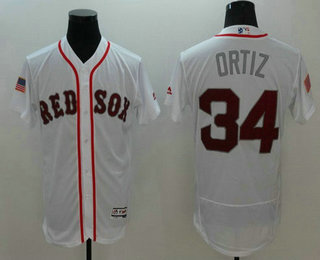 Men's Boston Red Sox #34 David Ortiz White Fashion Stars & Stripes 2016 Flexbase MLB Independence Day Jersey
