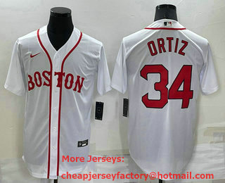 Men's Boston Red Sox #34 David Ortiz White Stitched MLB Cool Base Nike Jersey