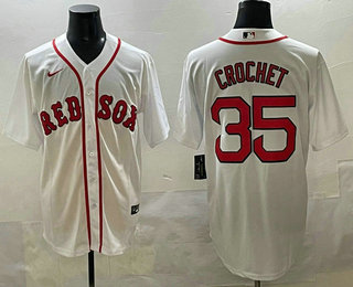 Men's Boston Red Sox #35 Garrett Crochet White Cool Base Stitched Jersey