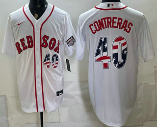 Men's Boston Red Sox #40 Willson Contreras White 2026 USA 250 Fourth of July Home Stitched Jersey
