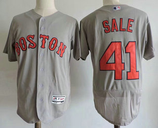 Men's Boston Red Sox #41 Chris Sale Gray Road Stitched MLB Cool Base Jersey