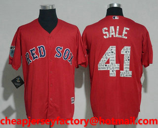 Men's Boston Red Sox #41 Chris Sale Red 2017 Spring Training Stitched MLB Cool Base Jersey