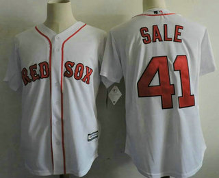 Men's Boston Red Sox #41 Chris Sale White Home  Stitched MLB Cool Base Jersey