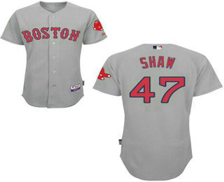 Men's Boston Red Sox #47 Travis Shaw Gray Road Stitched Baseball Jersey